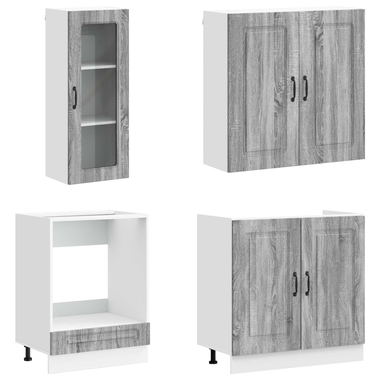 Keukenblok KALMAR 8 pcs Grijs Sonoma Bewerkt hout