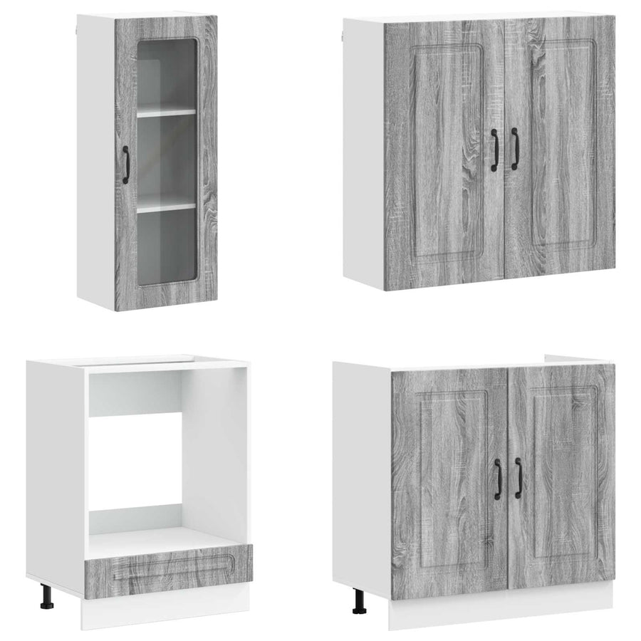 Keukenblok KALMAR 8 pcs Grijs Sonoma Bewerkt hout
