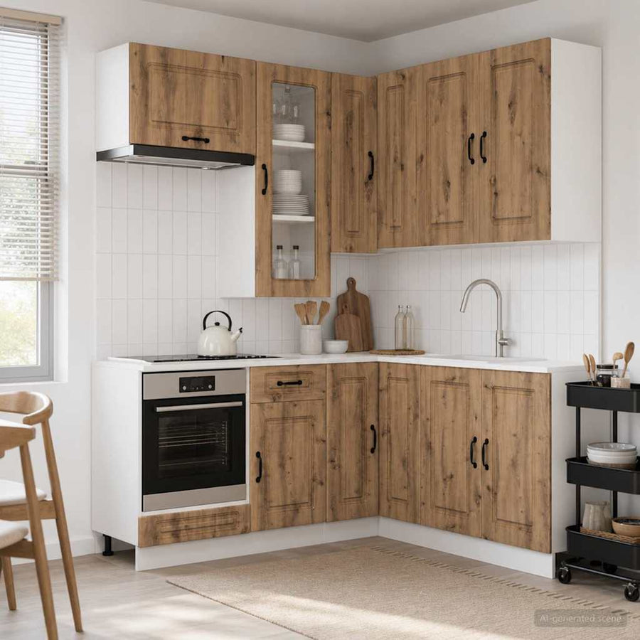 Keukenblok KALMAR 8 pcs Artisanaal eiken Bewerkt hout