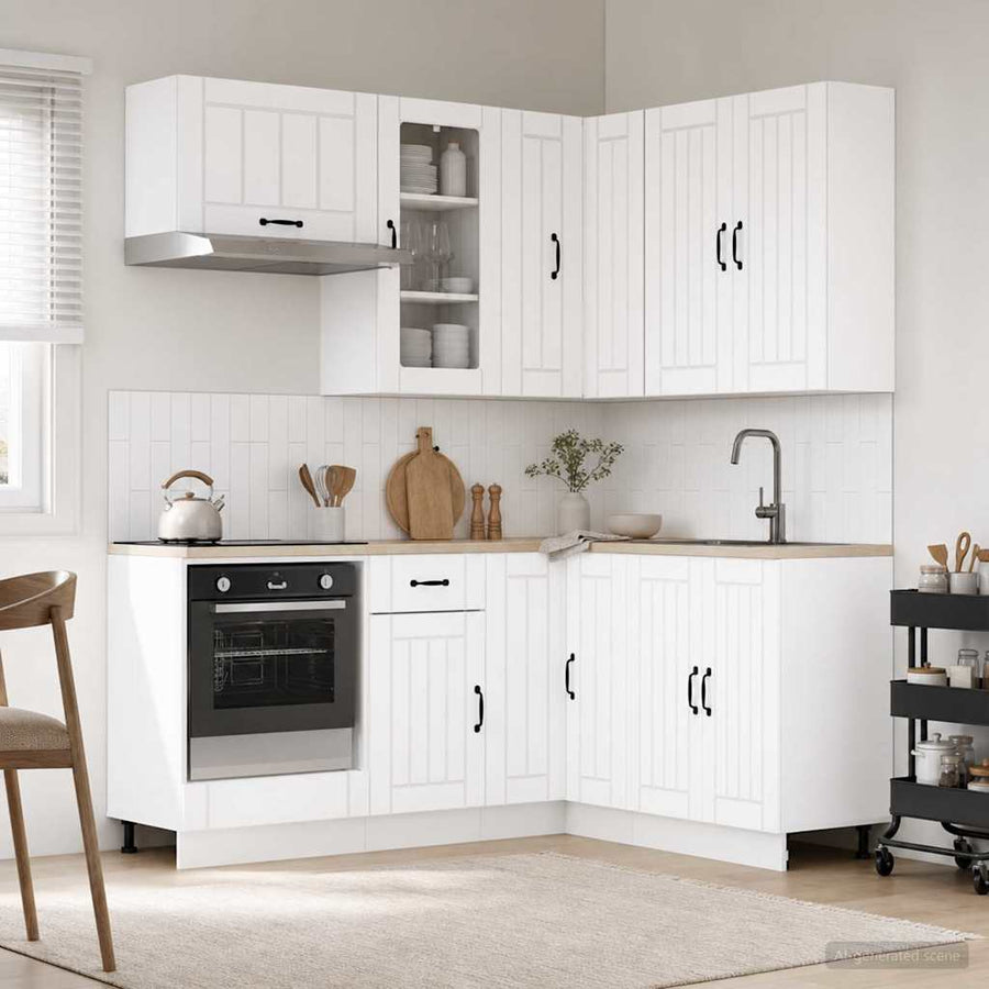 Keukenblok LUCCA 8 pcs Wit Bewerkt hout