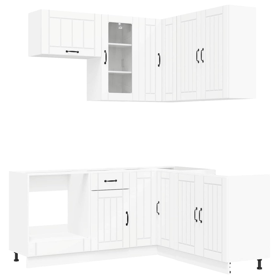 Keukenblok LUCCA 8 pcs Wit Bewerkt hout