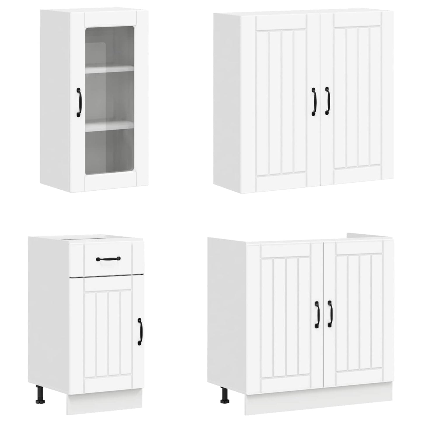 Keukenblok LUCCA 8 pcs Wit Bewerkt hout