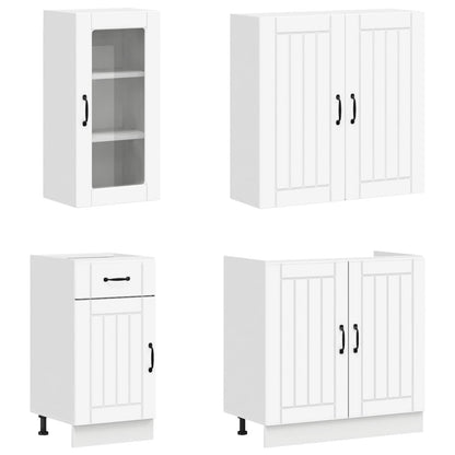 Keukenblok LUCCA 8 pcs Wit Bewerkt hout