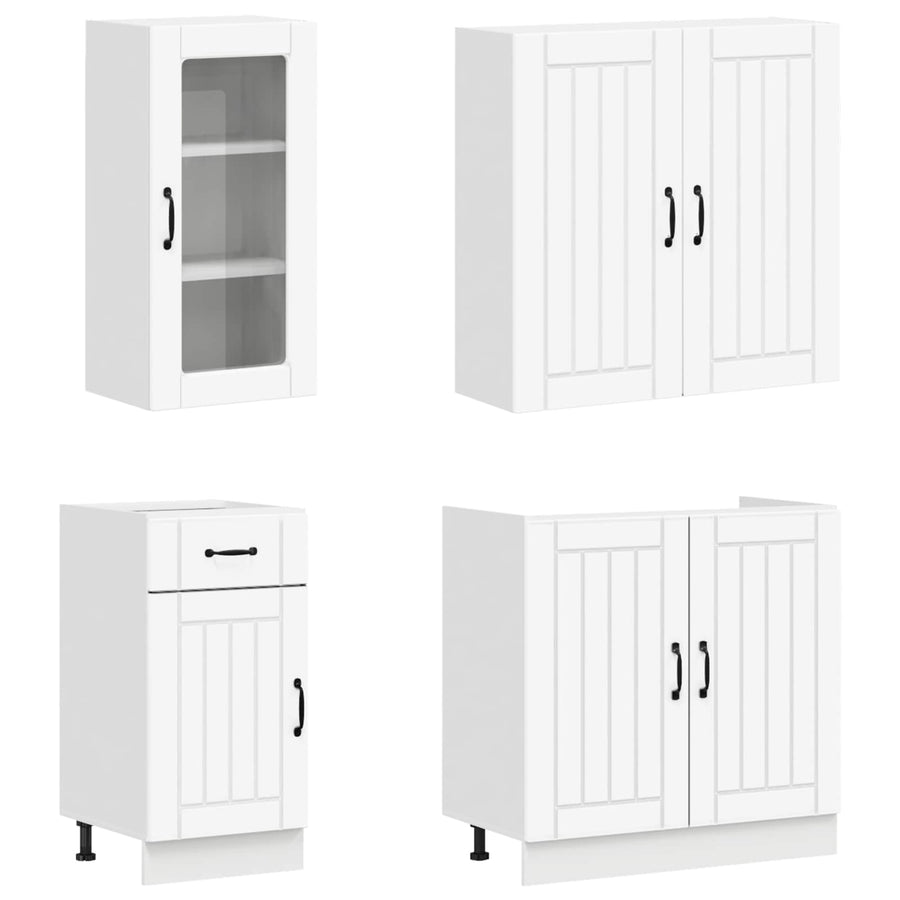 Keukenblok LUCCA 8 pcs Wit Bewerkt hout