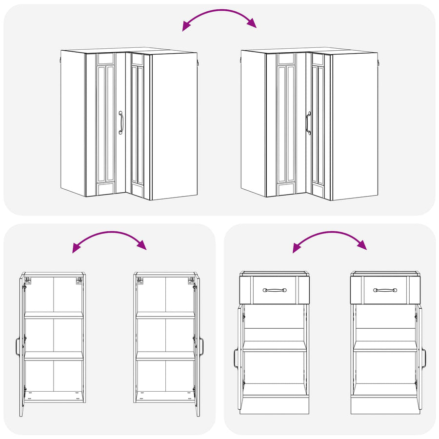 Keukenblok LUCCA 8 pcs Wit Bewerkt hout