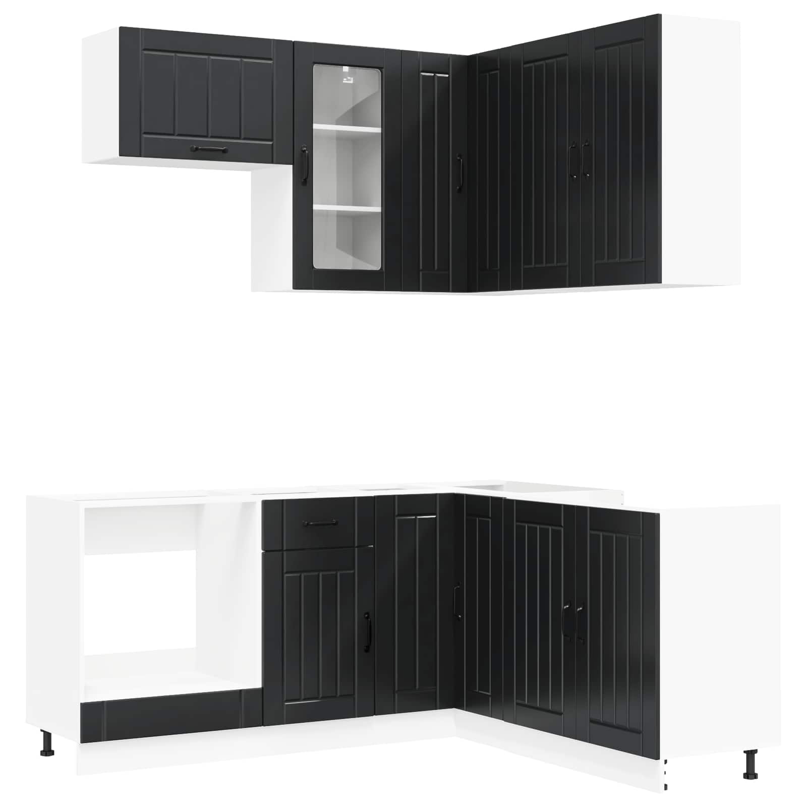 Keukenblok LUCCA 8 pcs Zwart Bewerkt hout