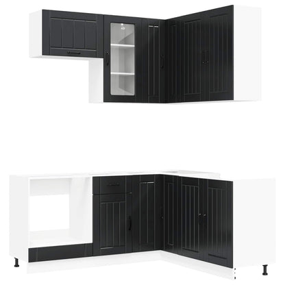 Keukenblok LUCCA 8 pcs Zwart Bewerkt hout