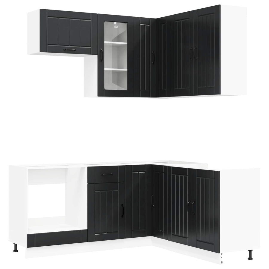 Keukenblok LUCCA 8 pcs Zwart Bewerkt hout