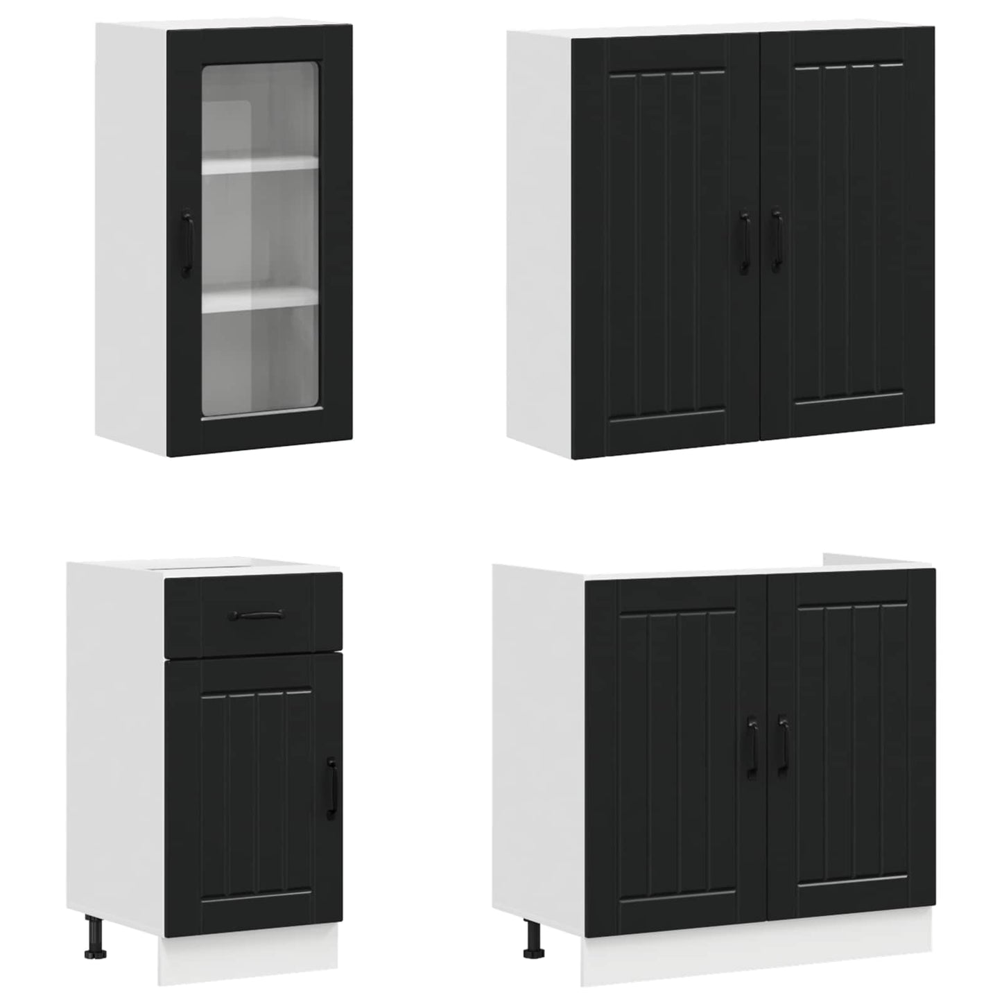Keukenblok LUCCA 8 pcs Zwart Bewerkt hout