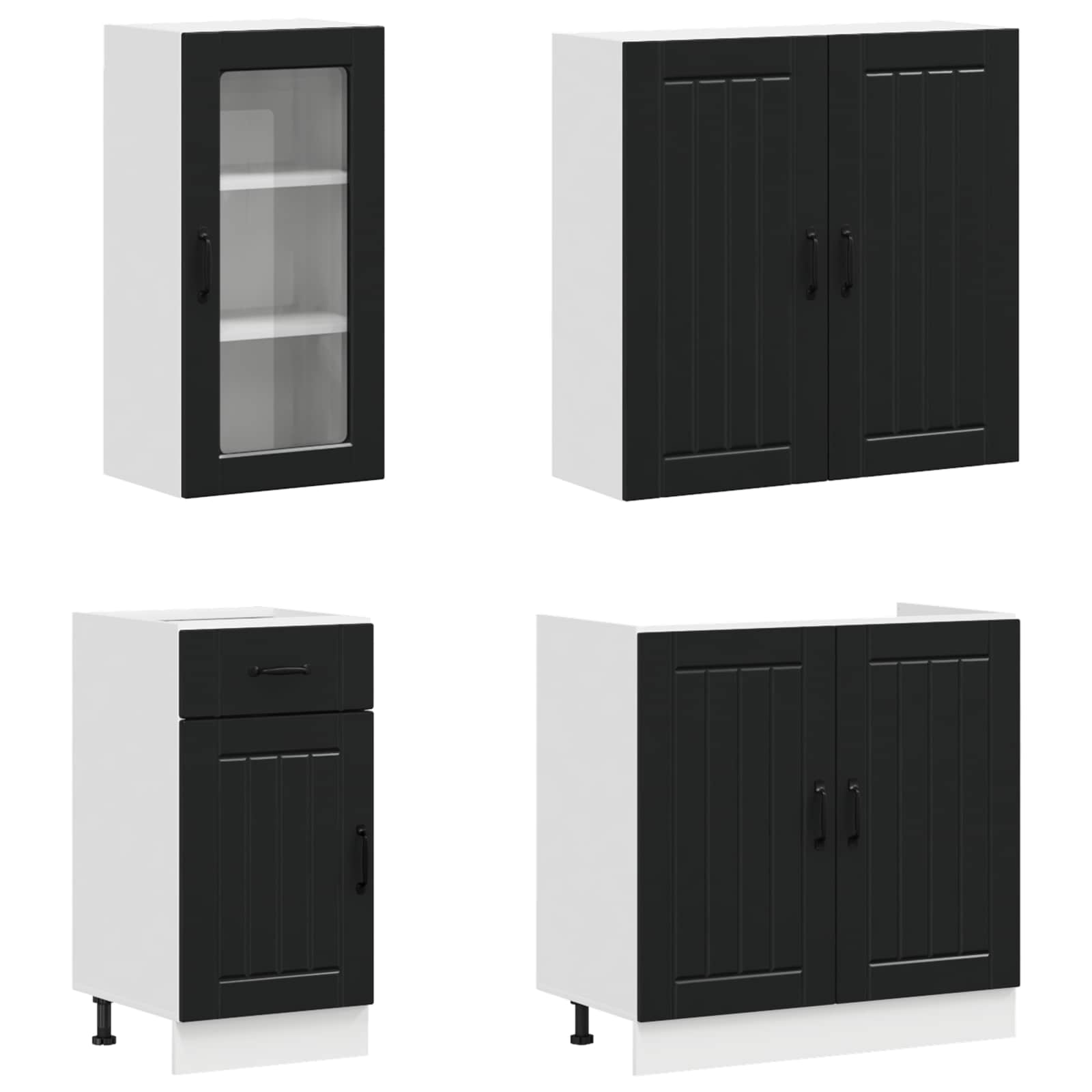 Keukenblok LUCCA 8 pcs Zwart Bewerkt hout