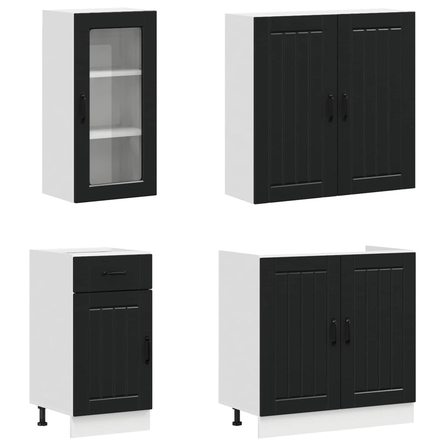 Keukenblok LUCCA 8 pcs Zwart Bewerkt hout