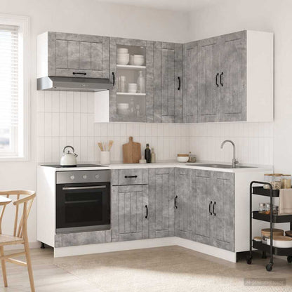 Keukenblok LUCCA 8 pcs Betongrijs Bewerkt hout
