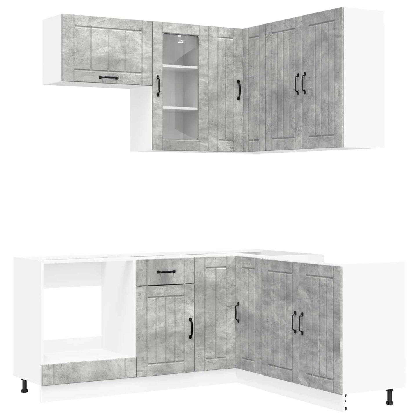 Keukenblok LUCCA 8 pcs Betongrijs Bewerkt hout