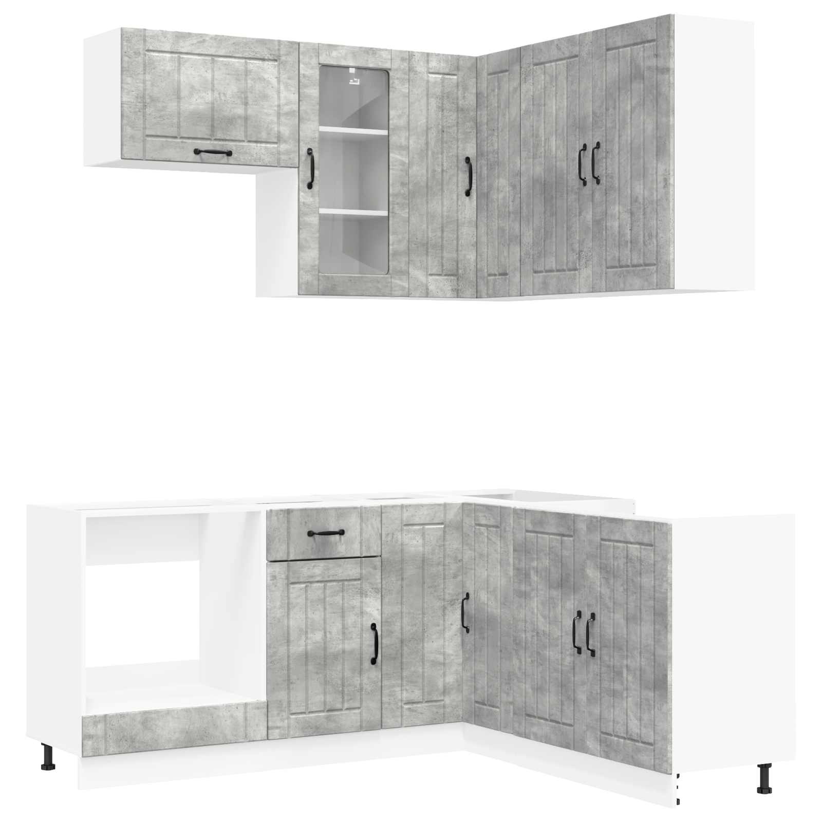 Keukenblok LUCCA 8 pcs Betongrijs Bewerkt hout