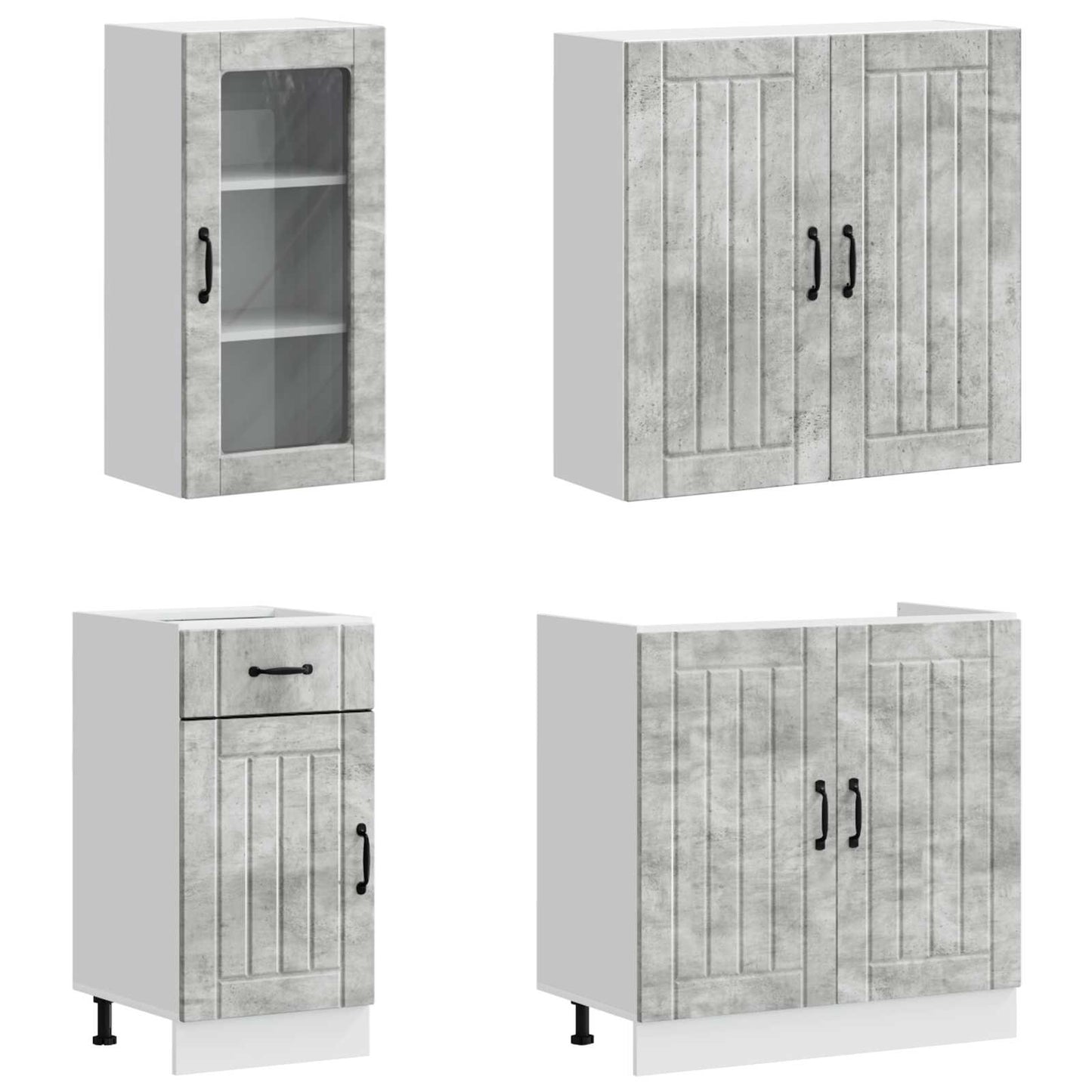 Keukenblok LUCCA 8 pcs Betongrijs Bewerkt hout