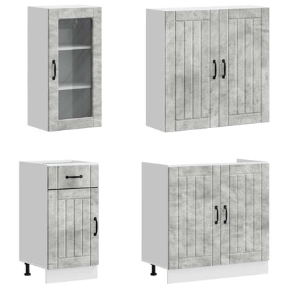 Keukenblok LUCCA 8 pcs Betongrijs Bewerkt hout