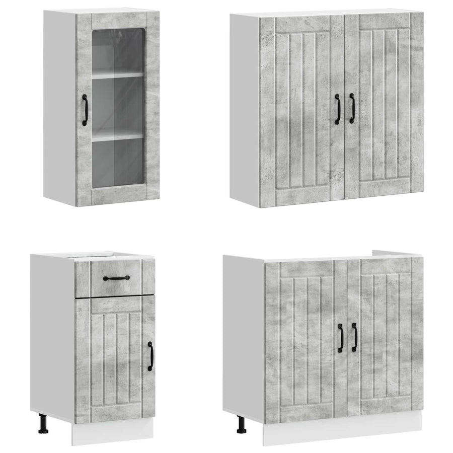 Keukenblok LUCCA 8 pcs Betongrijs Bewerkt hout