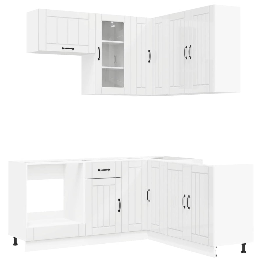 Keukenblok LUCCA 8 pcs Hoogglans Wit Bewerkt hout