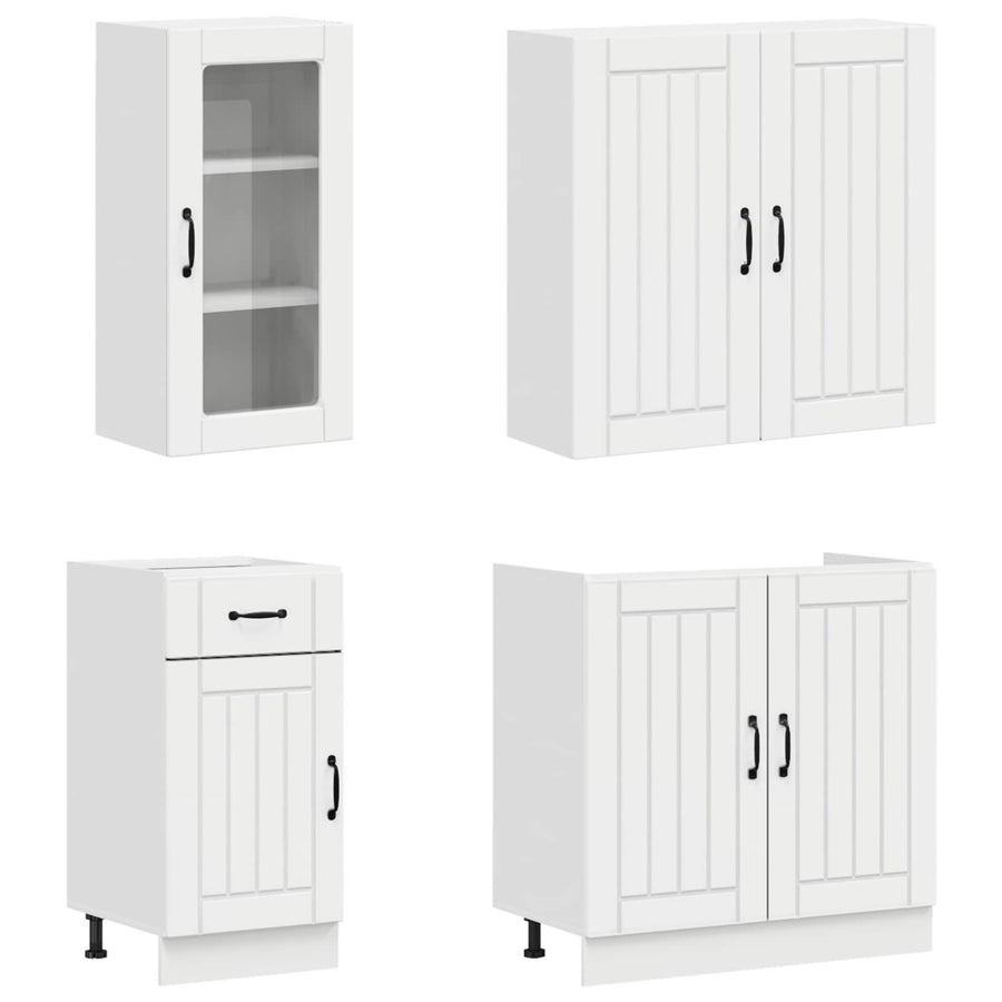 Keukenblok LUCCA 8 pcs Hoogglans Wit Bewerkt hout
