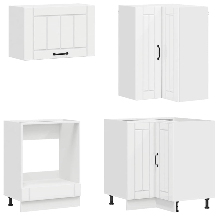 Keukenblok LUCCA 8 pcs Hoogglans Wit Bewerkt hout