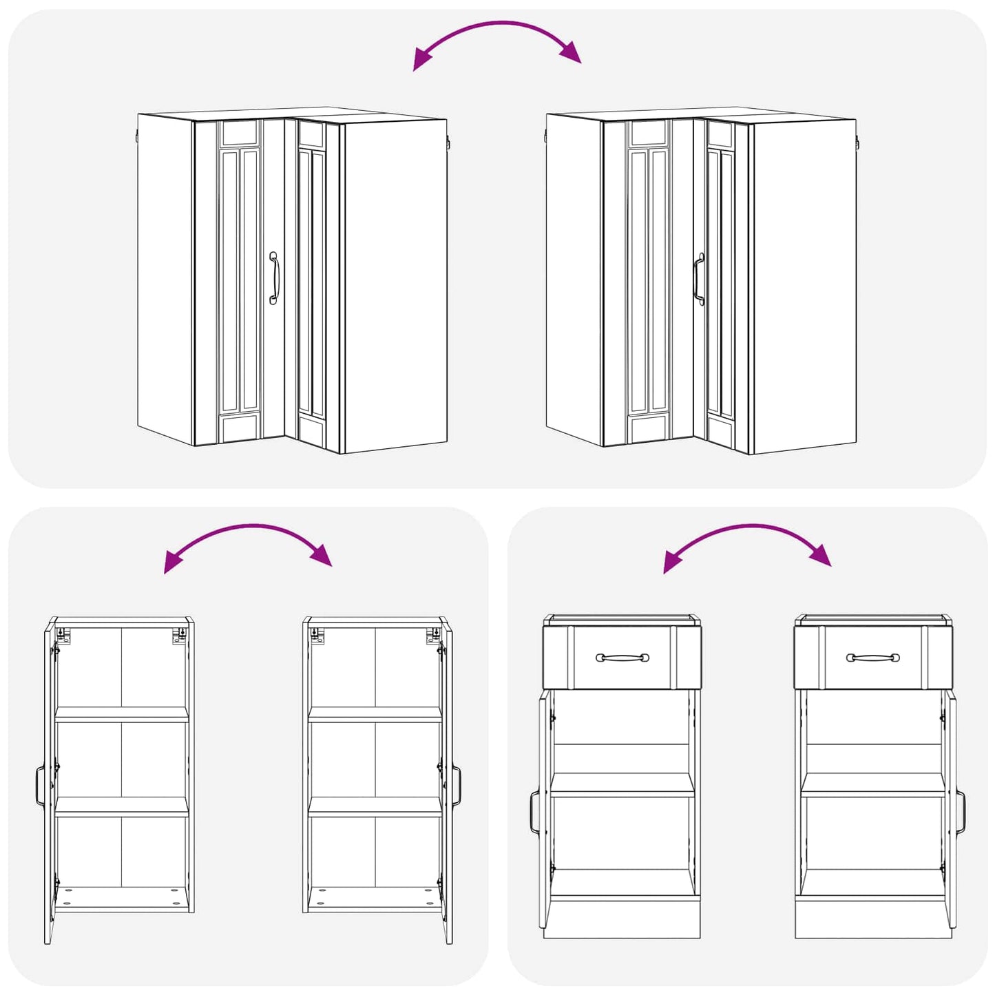 Keukenblok LUCCA 8 pcs Hoogglans Wit Bewerkt hout