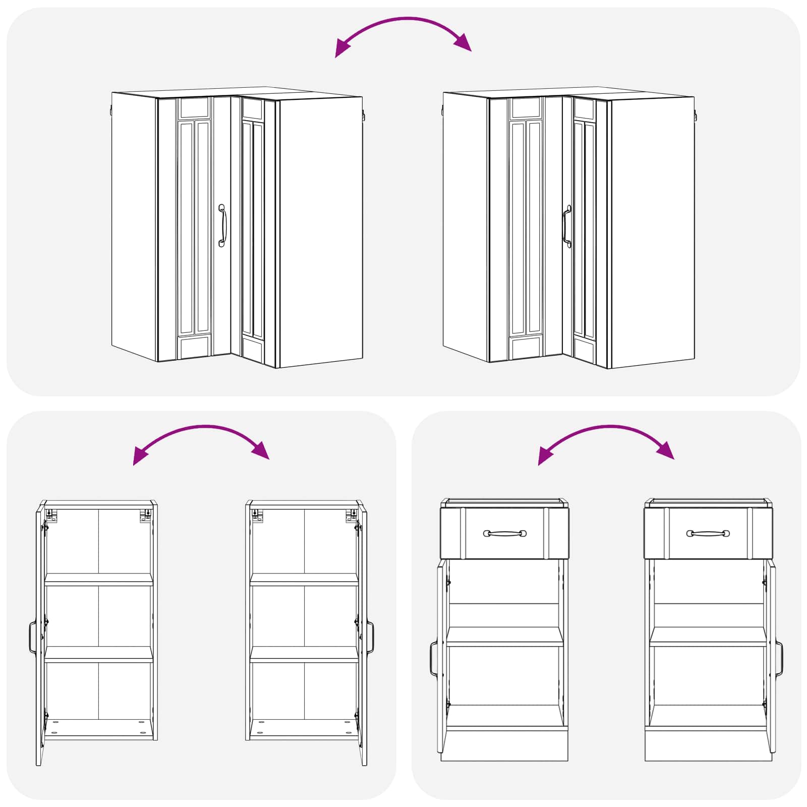 Keukenblok LUCCA 8 pcs Hoogglans Wit Bewerkt hout