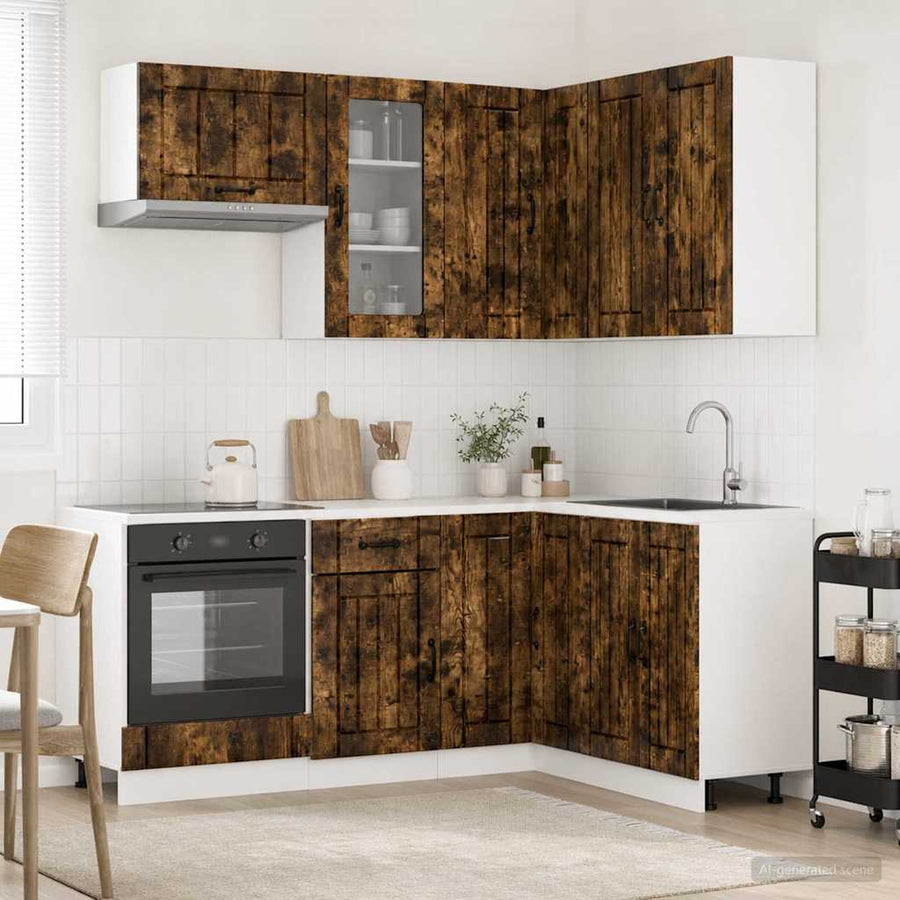 Keukenblok LUCCA 8 pcs Gerookt eiken Bewerkt hout