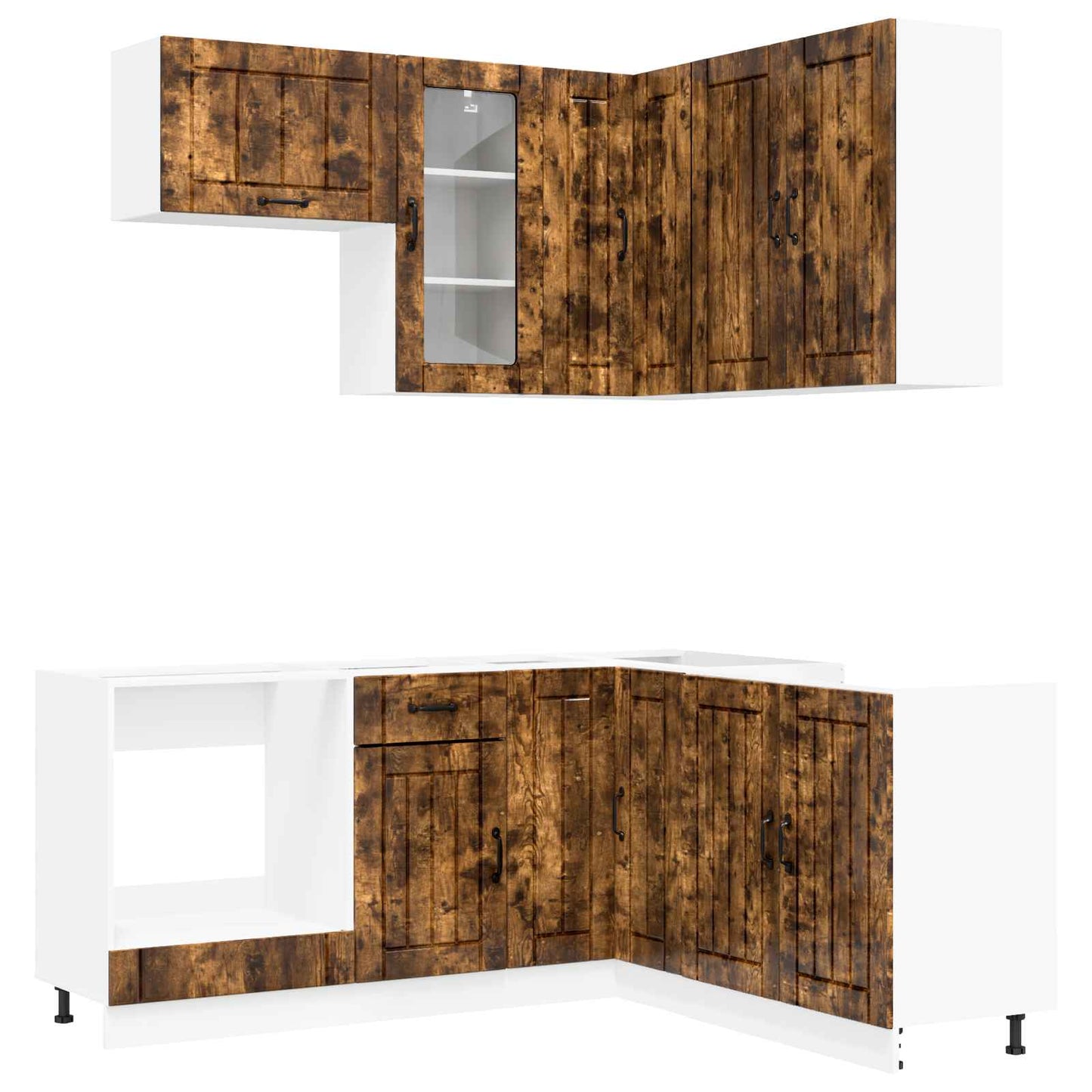Keukenblok LUCCA 8 pcs Gerookt eiken Bewerkt hout