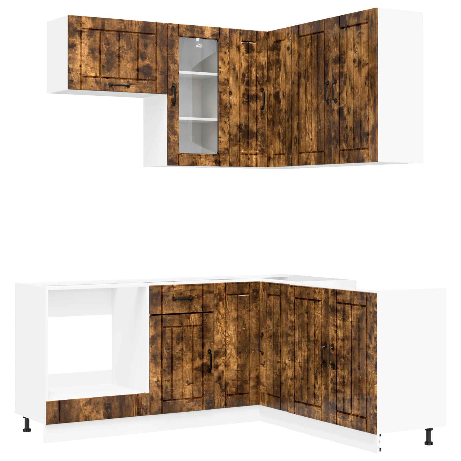 Keukenblok LUCCA 8 pcs Gerookt eiken Bewerkt hout