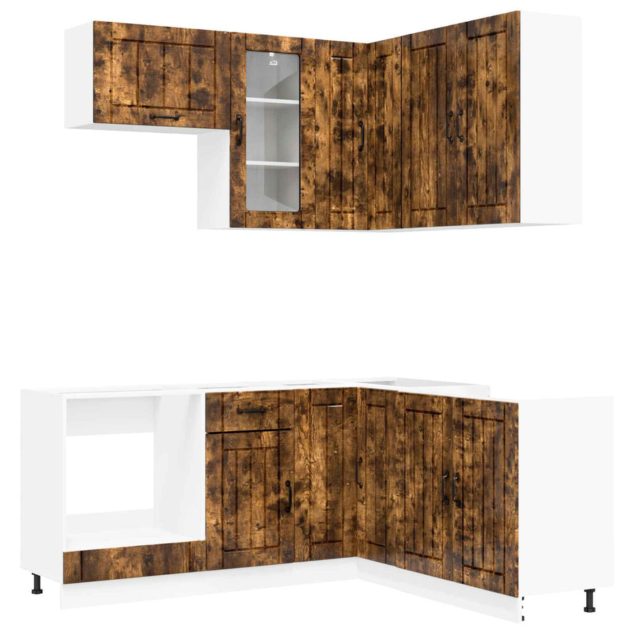 Keukenblok LUCCA 8 pcs Gerookt eiken Bewerkt hout