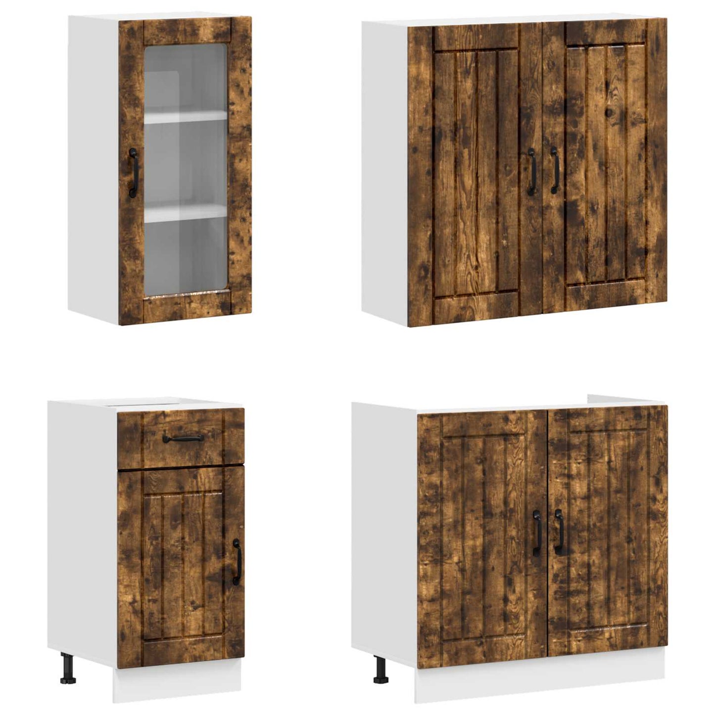 Keukenblok LUCCA 8 pcs Gerookt eiken Bewerkt hout