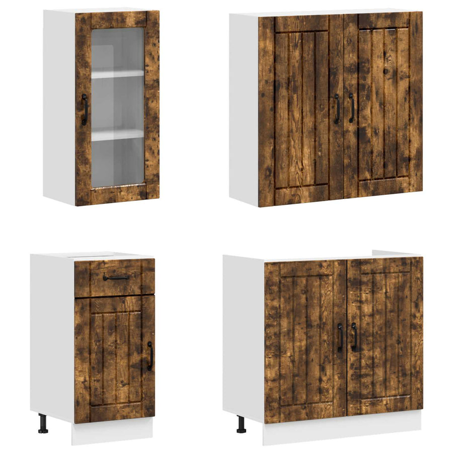 Keukenblok LUCCA 8 pcs Gerookt eiken Bewerkt hout