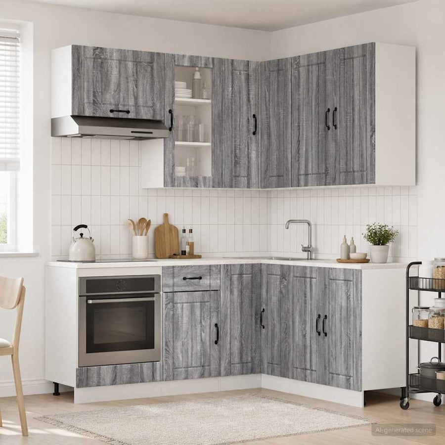 Keukenblok LUCCA 8 pcs Grijs Sonoma Bewerkt hout