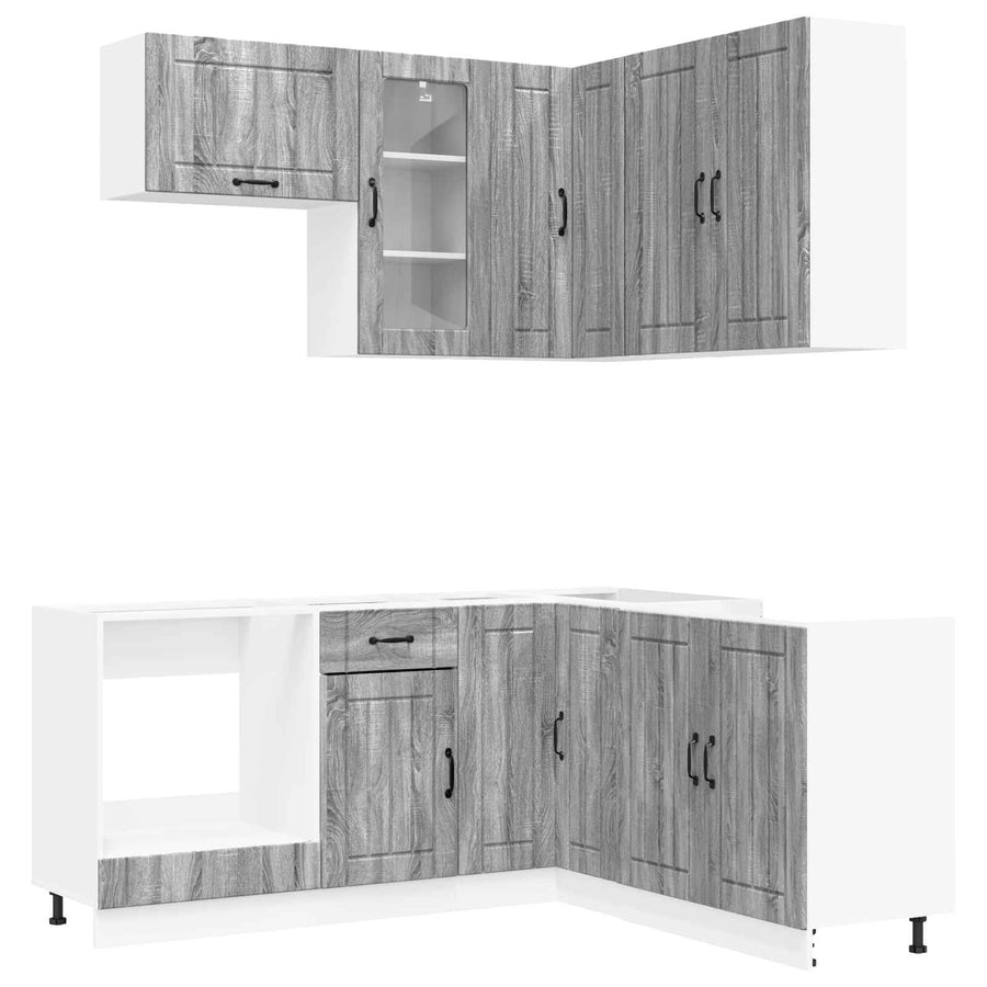 Keukenblok LUCCA 8 pcs Grijs Sonoma Bewerkt hout