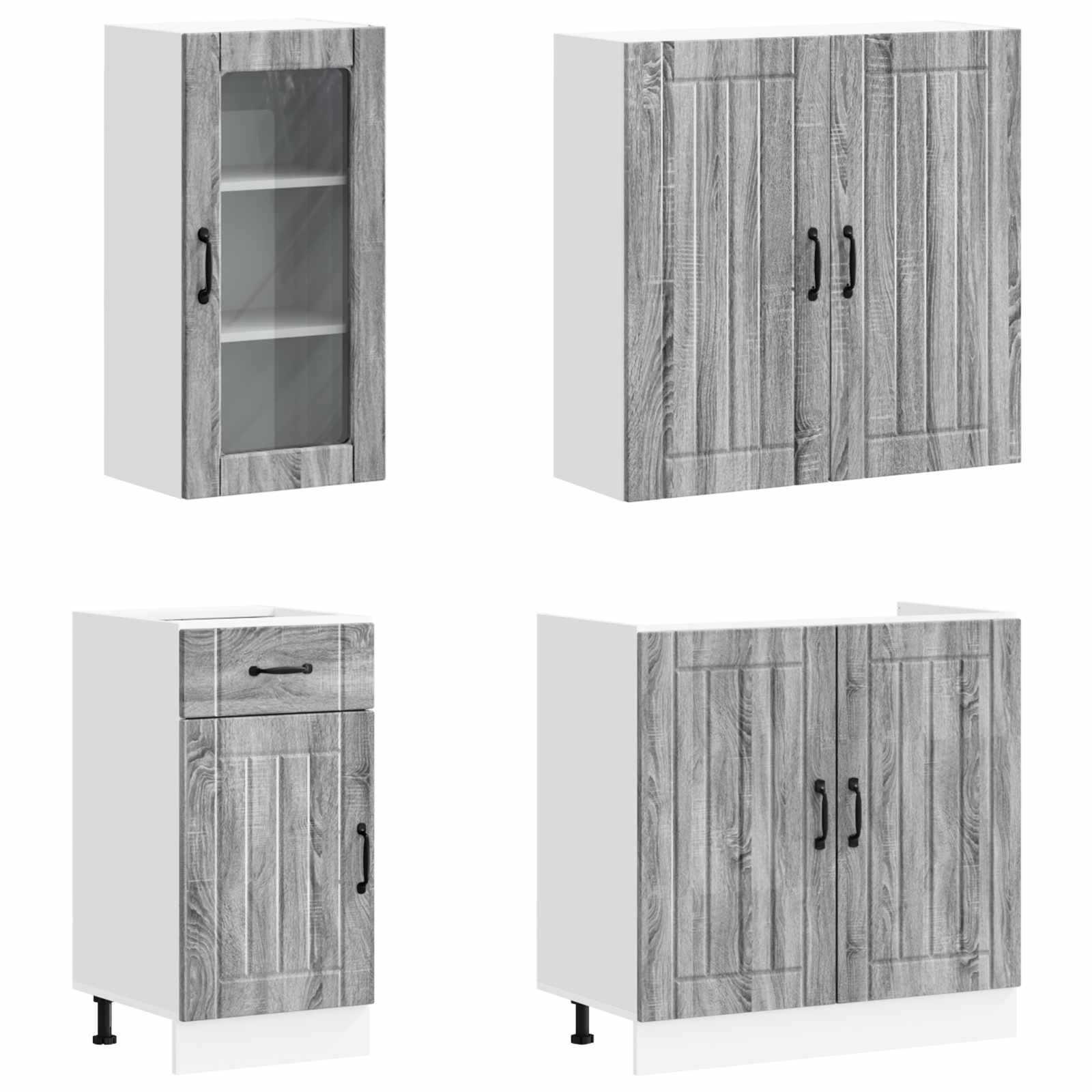 Keukenblok LUCCA 8 pcs Grijs Sonoma Bewerkt hout