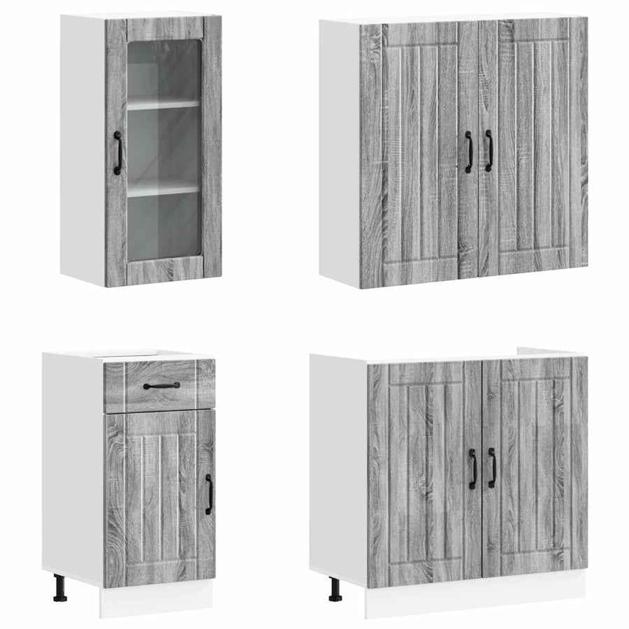Keukenblok LUCCA 8 pcs Grijs Sonoma Bewerkt hout