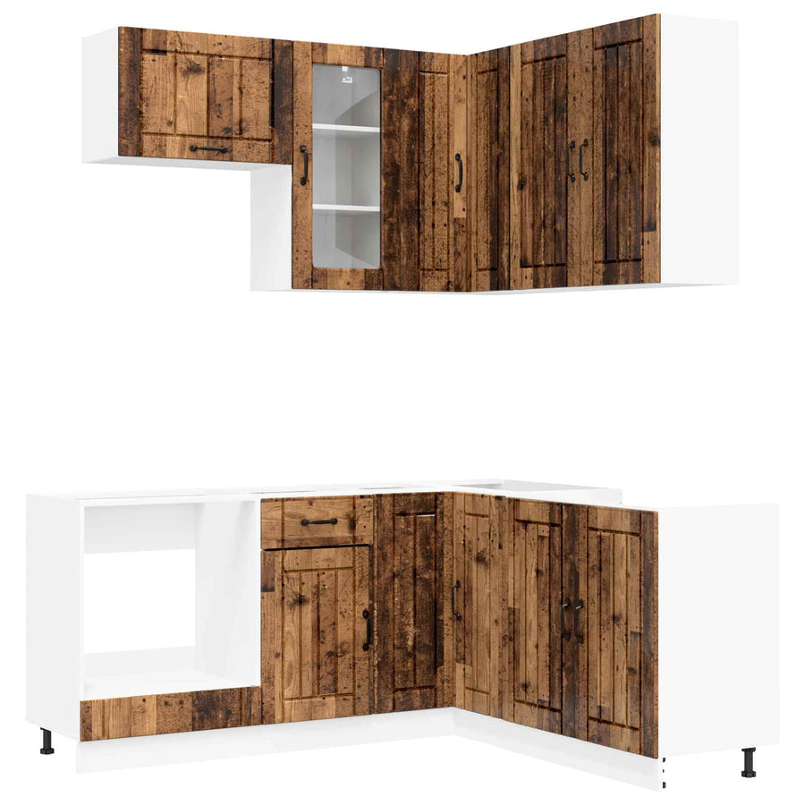 Keukenblok LUCCA 8 pcs Oud hout Bewerkt hout