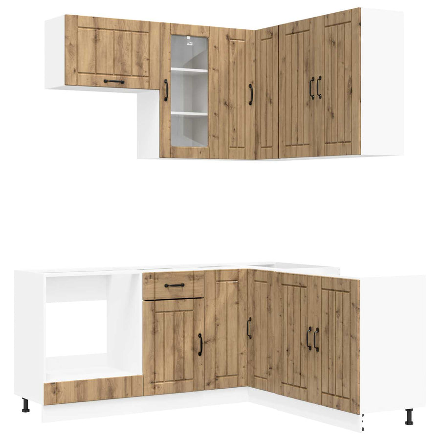 Keukenblok LUCCA 8 pcs Artisanaal eiken Bewerkt hout