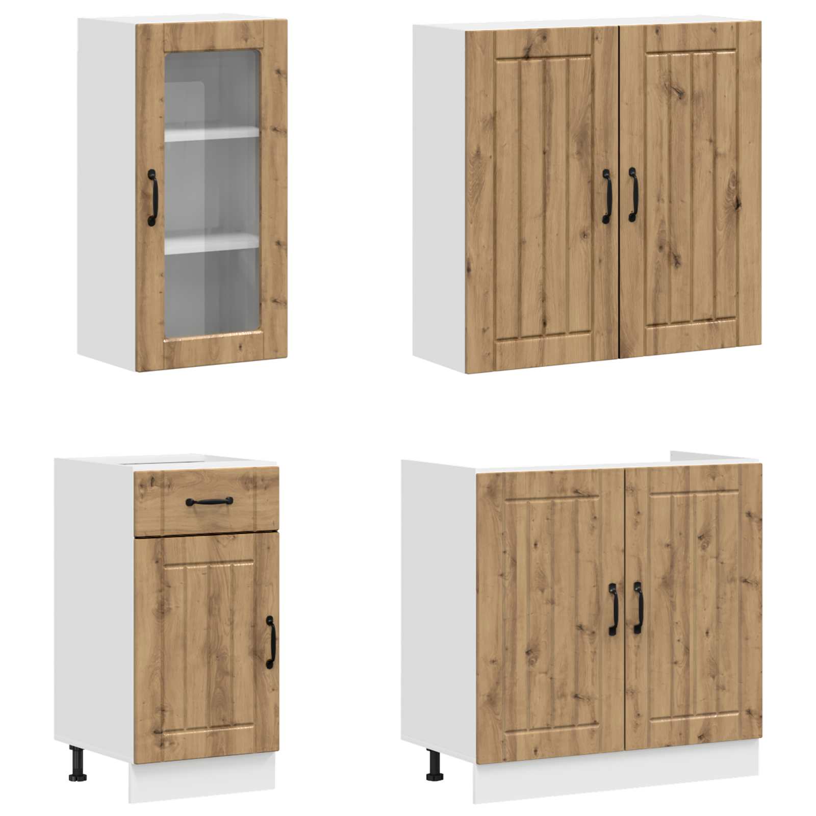 Keukenblok LUCCA 8 pcs Artisanaal eiken Bewerkt hout