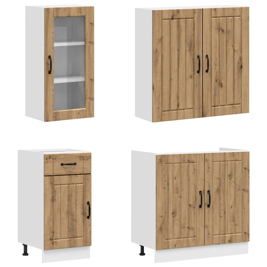 Keukenblok LUCCA 8 pcs Artisanaal eiken Bewerkt hout
