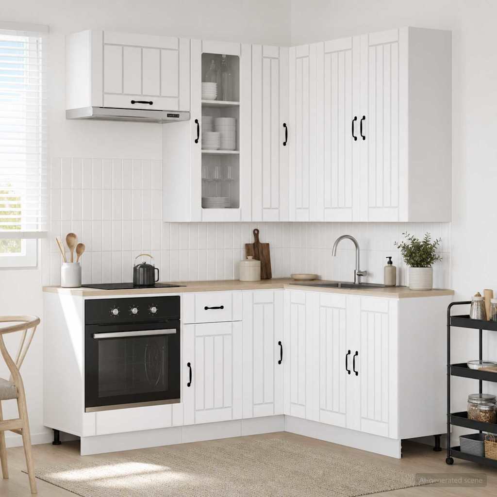 Keukenblok LUCCA 8 pcs Wit Bewerkt hout