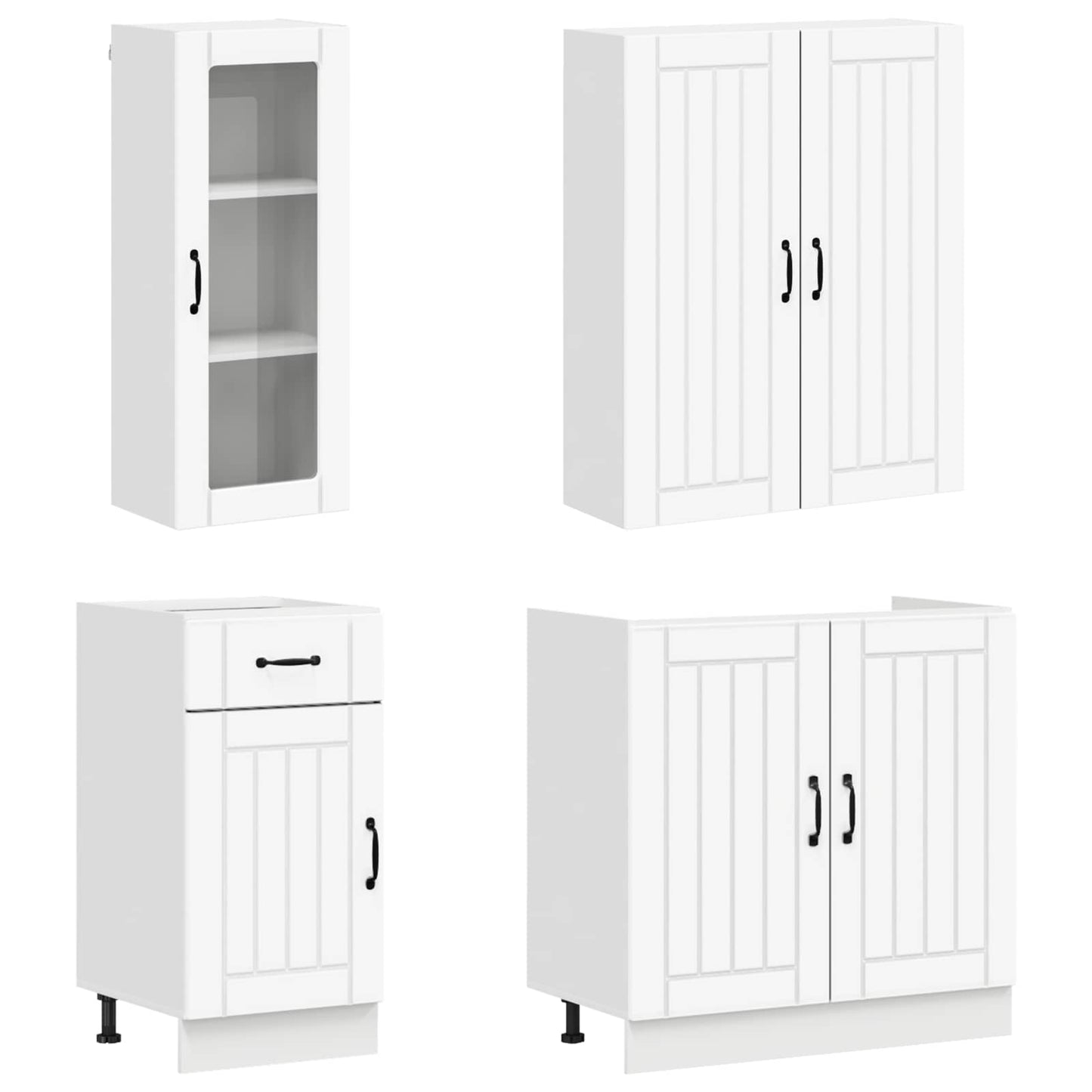 Keukenblok LUCCA 8 pcs Wit Bewerkt hout