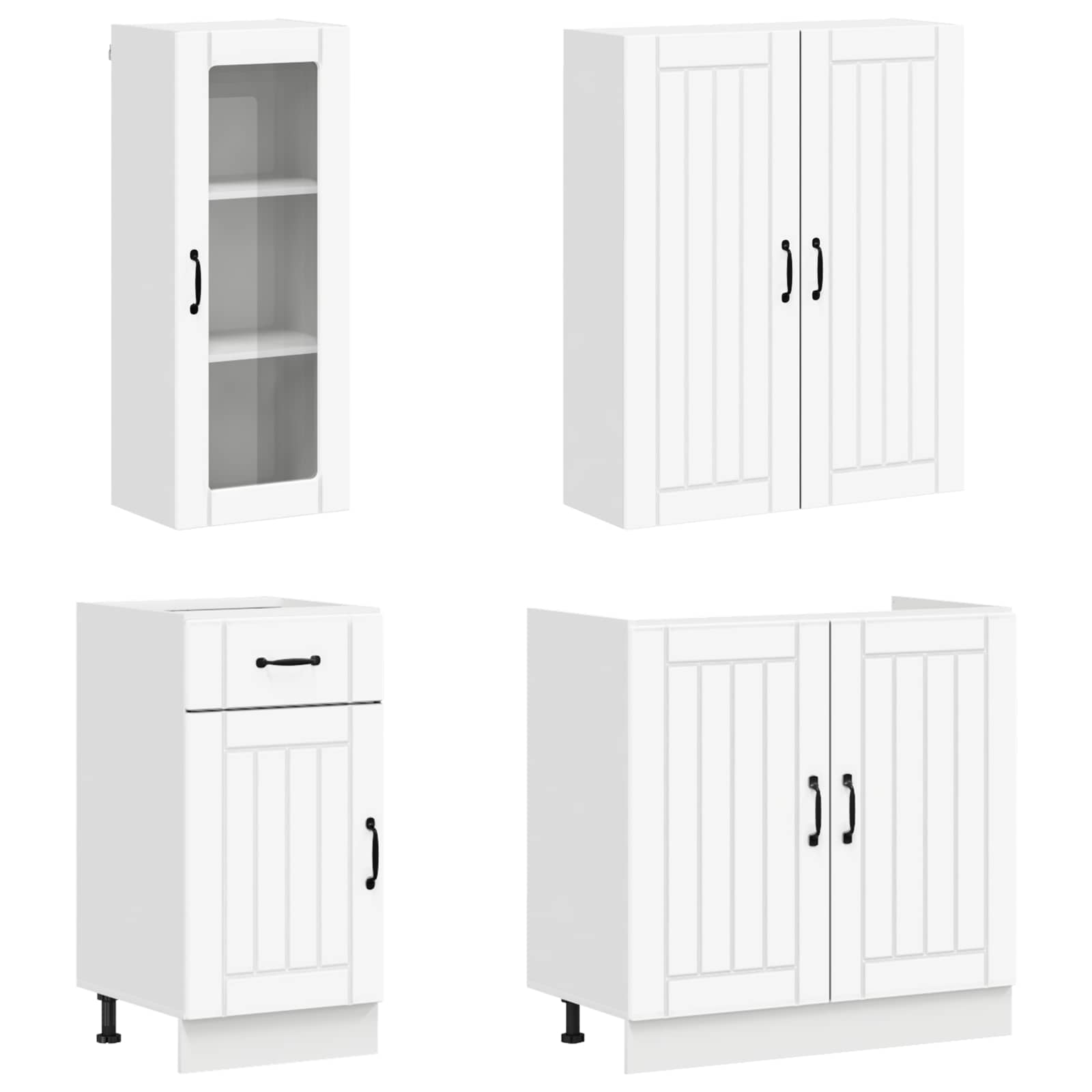 Keukenblok LUCCA 8 pcs Wit Bewerkt hout