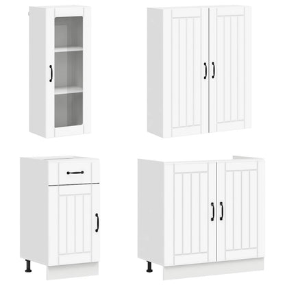 Keukenblok LUCCA 8 pcs Wit Bewerkt hout