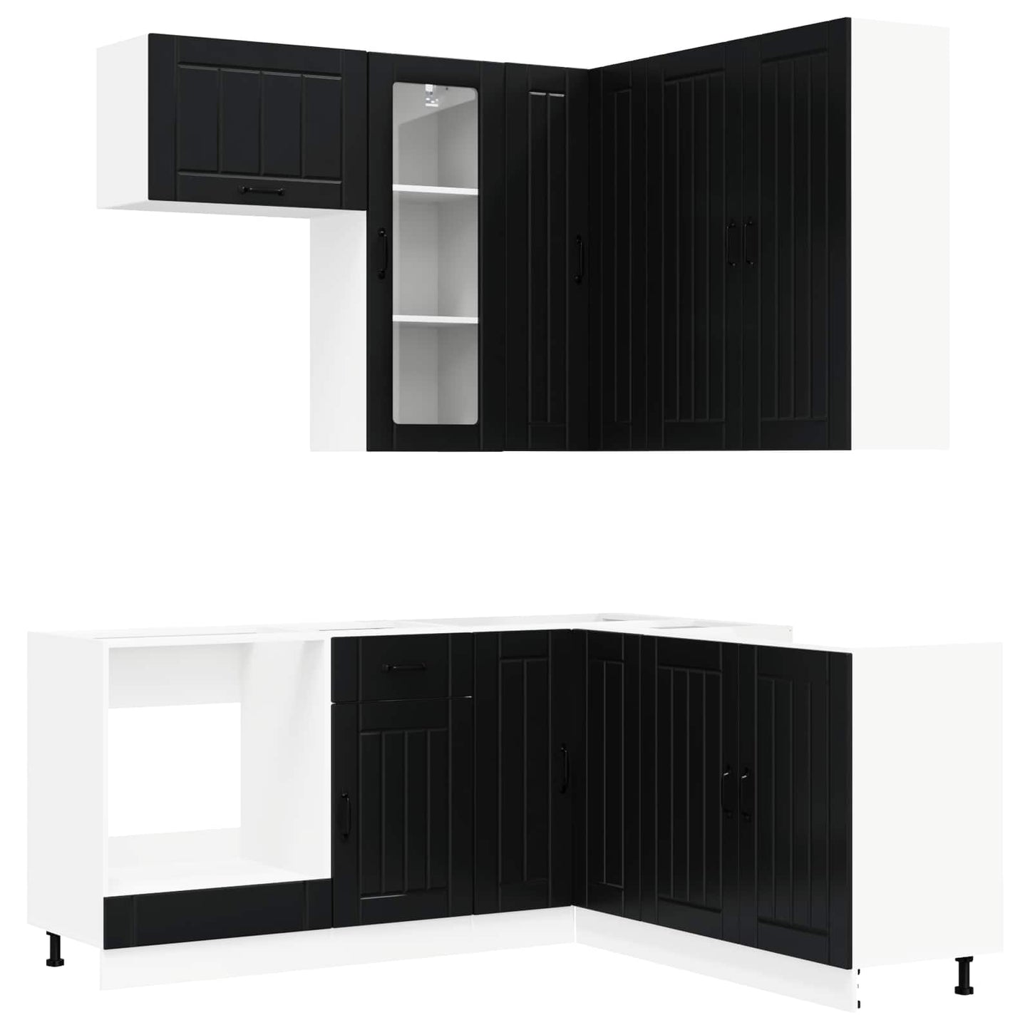 Keukenblok LUCCA 8 pcs Zwart Bewerkt hout