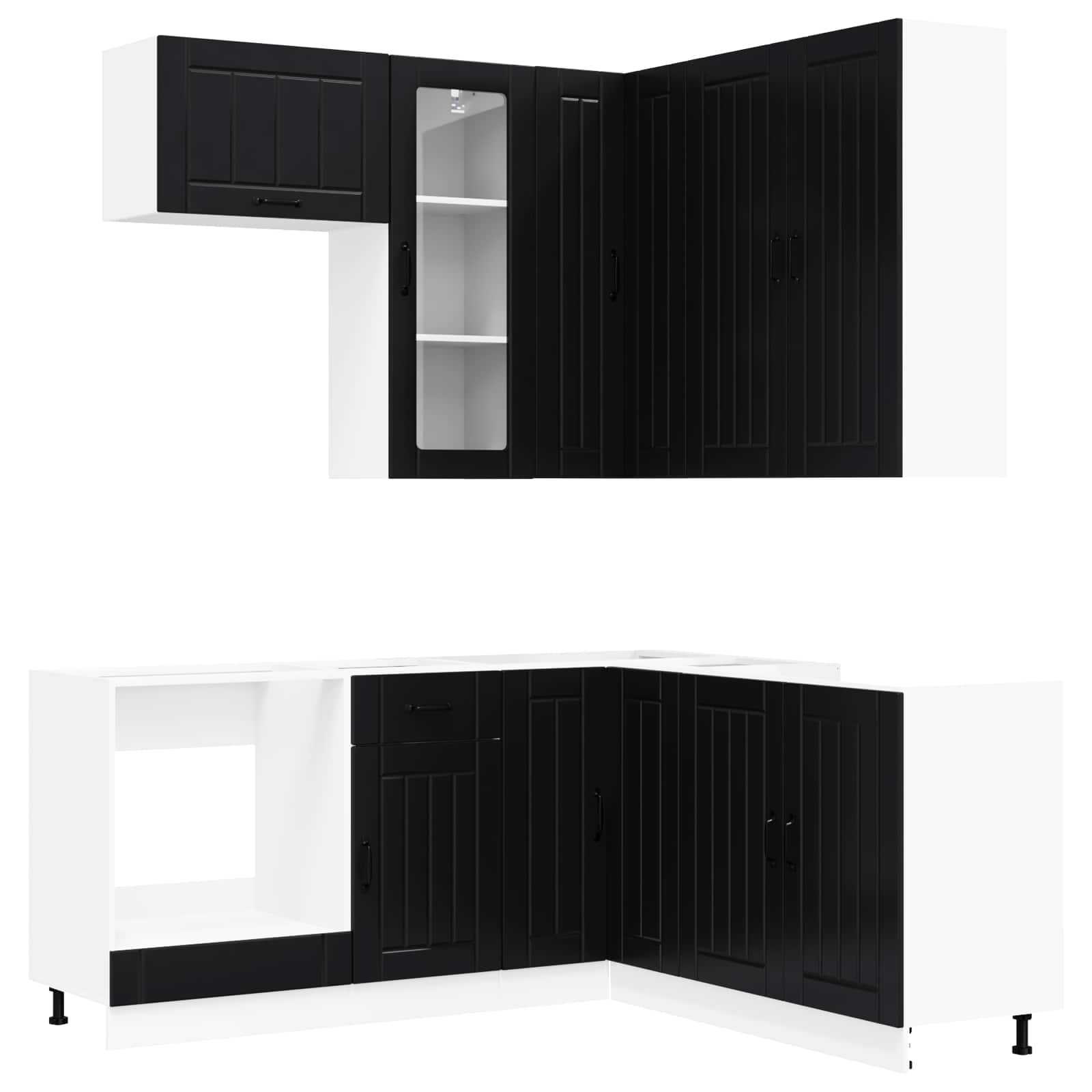 Keukenblok LUCCA 8 pcs Zwart Bewerkt hout