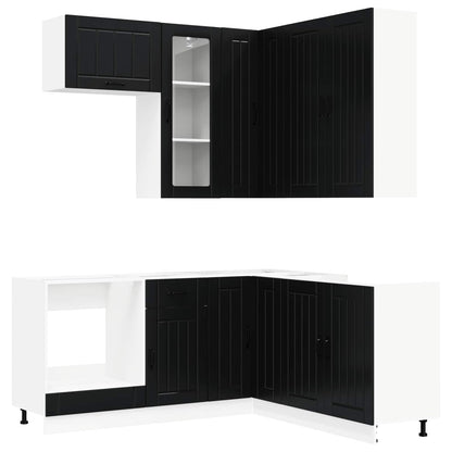 Keukenblok LUCCA 8 pcs Zwart Bewerkt hout