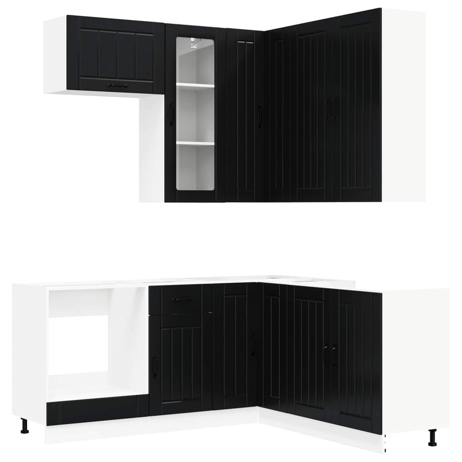 Keukenblok LUCCA 8 pcs Zwart Bewerkt hout