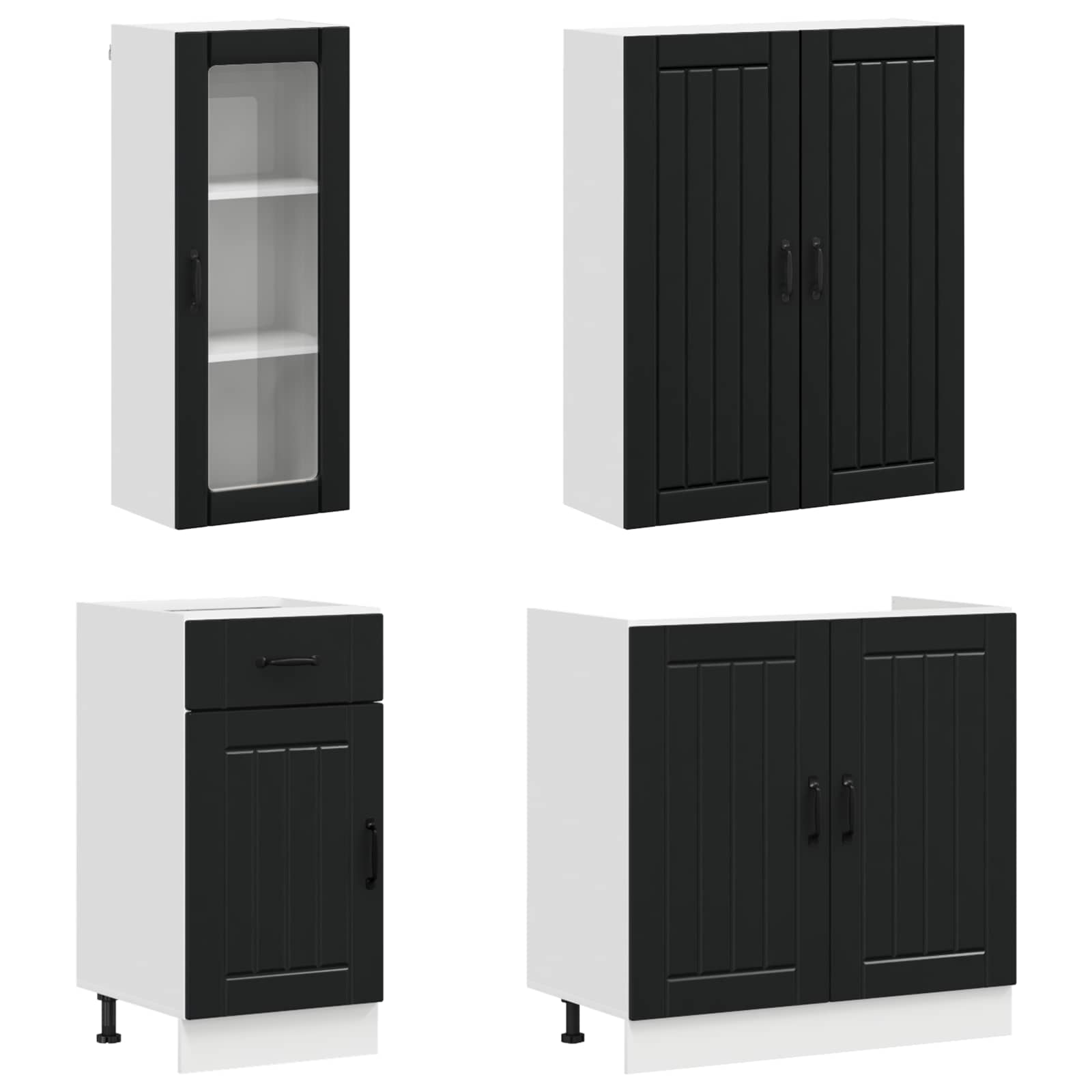 Keukenblok LUCCA 8 pcs Zwart Bewerkt hout