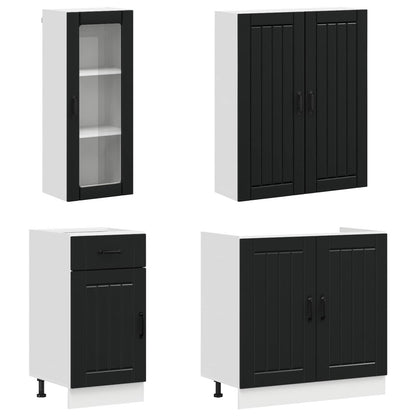 Keukenblok LUCCA 8 pcs Zwart Bewerkt hout